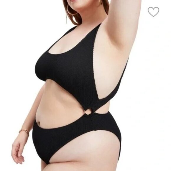 Good Americian One Piece Plus 7/8 4XL 5XL Always Fits Monokini Cut Out Black NWT - Picture 4 of 15